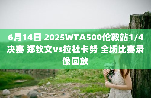 6月14日 2025WTA500伦敦站1/4决赛 郑钦文vs拉杜卡努 全场比赛录像回放
