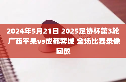 2024年5月21日 2025足协杯第3轮 广西平果vs成都蓉城 全场比赛录像回放
