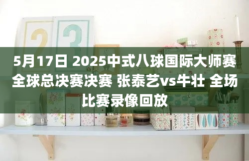 5月17日 2025中式八球国际大师赛全球总决赛决赛 张泰艺vs牛壮 全场比赛录像回放