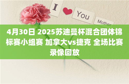 4月30日 2025苏迪曼杯混合团体锦标赛小组赛 加拿大vs捷克 全场比赛录像回放