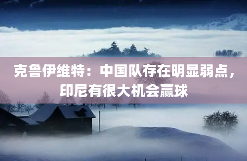 克鲁伊维特：中国队存在明显弱点，印尼有很大机会赢球