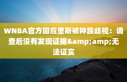 WNBA官方回应里斯被种族歧视：调查后没有发现证据&amp;无法证实