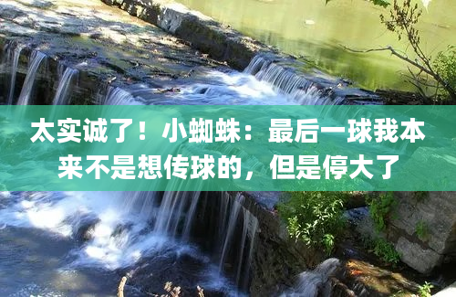 太实诚了！小蜘蛛：最后一球我本来不是想传球的，但是停大了