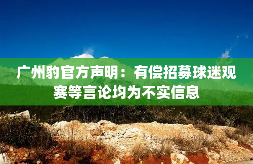 广州豹官方声明：有偿招募球迷观赛等言论均为不实信息