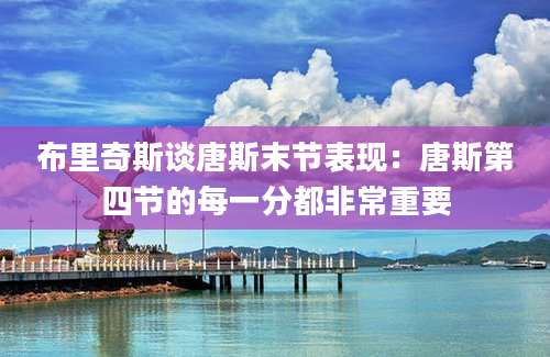 布里奇斯谈唐斯末节表现：唐斯第四节的每一分都非常重要