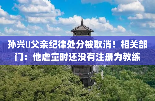 孙兴慜父亲纪律处分被取消!相关部门:他虐童时还没有注册为教练