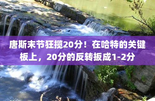 唐斯末节狂揽20分！在哈特的关键板上，20分的反转扳成1-2分
