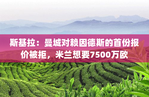 斯基拉：曼城对赖因德斯的首份报价被拒，米兰想要7500万欧