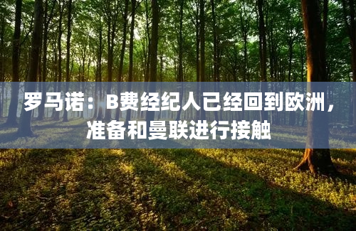罗马诺：B费经纪人已经回到欧洲，准备和曼联进行接触