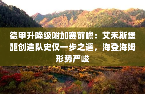 德甲升降级附加赛前瞻：艾禾斯堡距创造队史仅一步之遥，海登海姆形势严峻