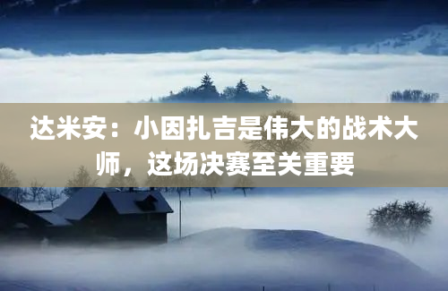 达米安：小因扎吉是伟大的战术大师，这场决赛至关重要